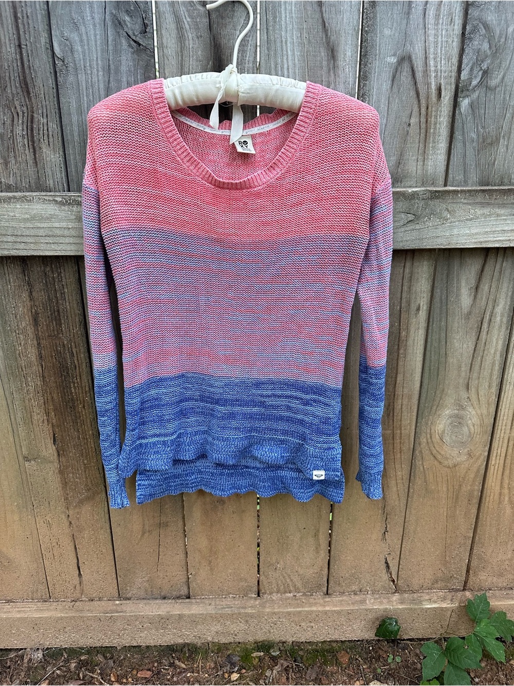 Roxy cotton blend pink striped sweater